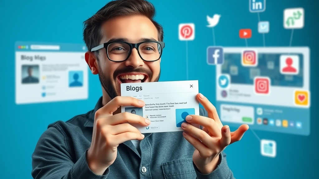 content creator sharing blog posts on social media channels